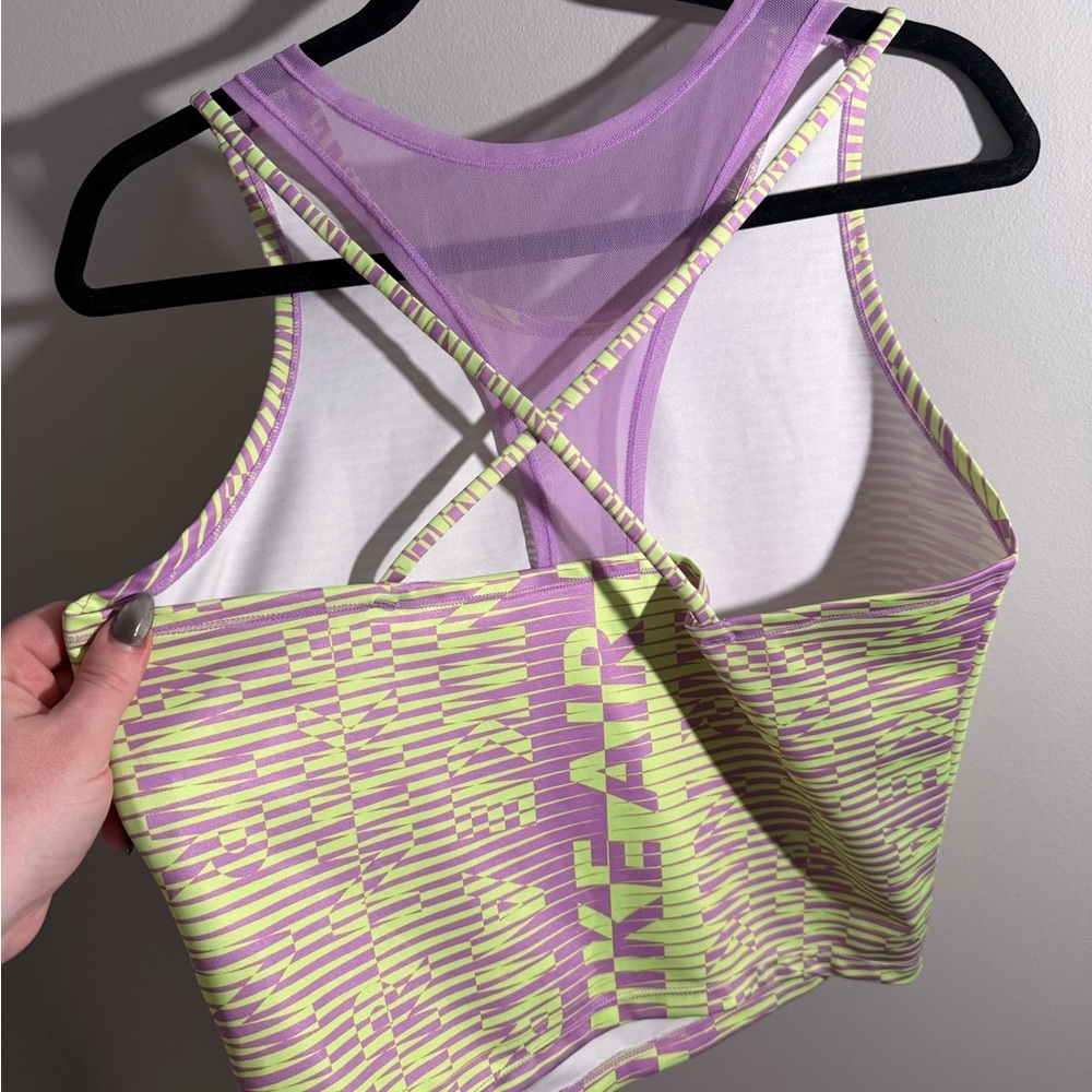 Nike Air Neon Yellow & Purple Racerback Crop Athletic Tank Top - Picture 4 of 4